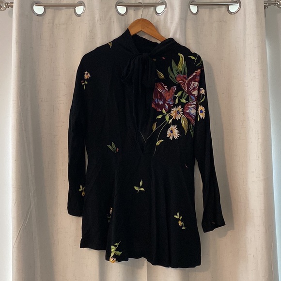 Open back long sleeve floral Free People shirt - Picture 3 of 5